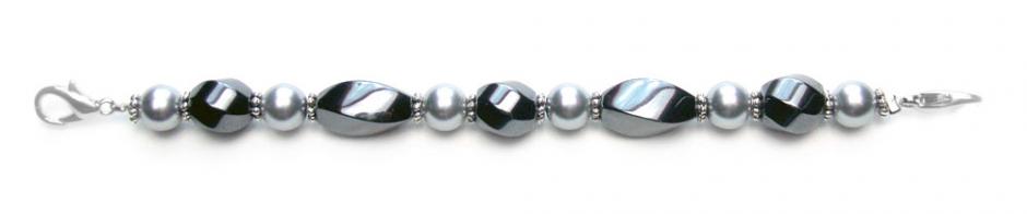 Beaded Medical Bracelet Designer Bead Medical Bracelets Twisted in Grey Pearl 1 0279