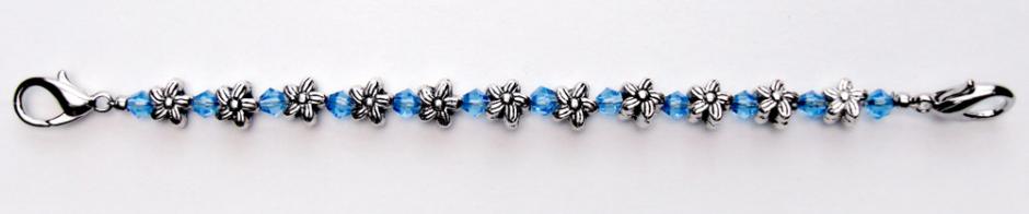 Beaded Medical Bracelet Beaded Medical Bracelets Silver Flowers Small Blue 0370