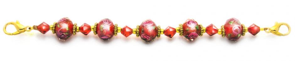 Beaded Medical Bracelet Designer Bead Medical Bracelets Rose Blossoms in Red 1379