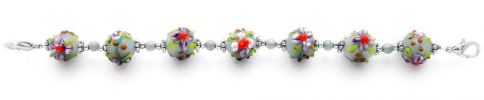 Beaded Medical Bracelet Designer Bead Medical Bracelets Flowers for a Lady 1870
