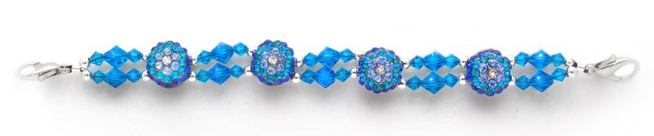 Rhinestone Medical Bracelet Rhinestone Medical Bracelets Delightful Domes-Blue 1879