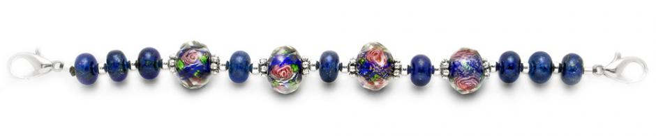 Beaded Medical Bracelet Designer Bead Medical Bracelets Roses in the Blue Meadow 1908