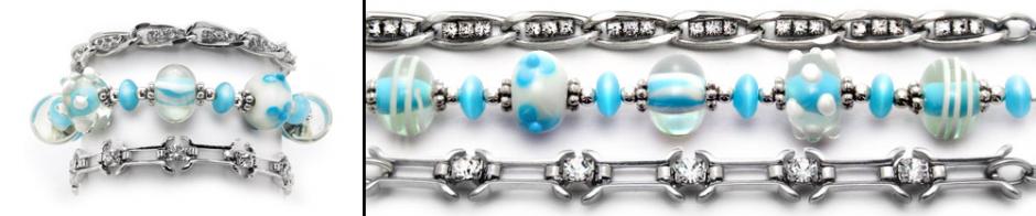 Medical ID Bracelet Set Medical ID Bracelet 9013-S Aqua, White & Beautiful Med Set - Artist Abbe Sennett